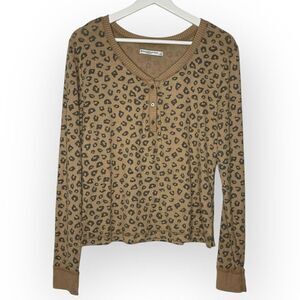 Abercrombie & Fitch Sleepwear Henley Shirt Top Animal Print Women’s Size Large